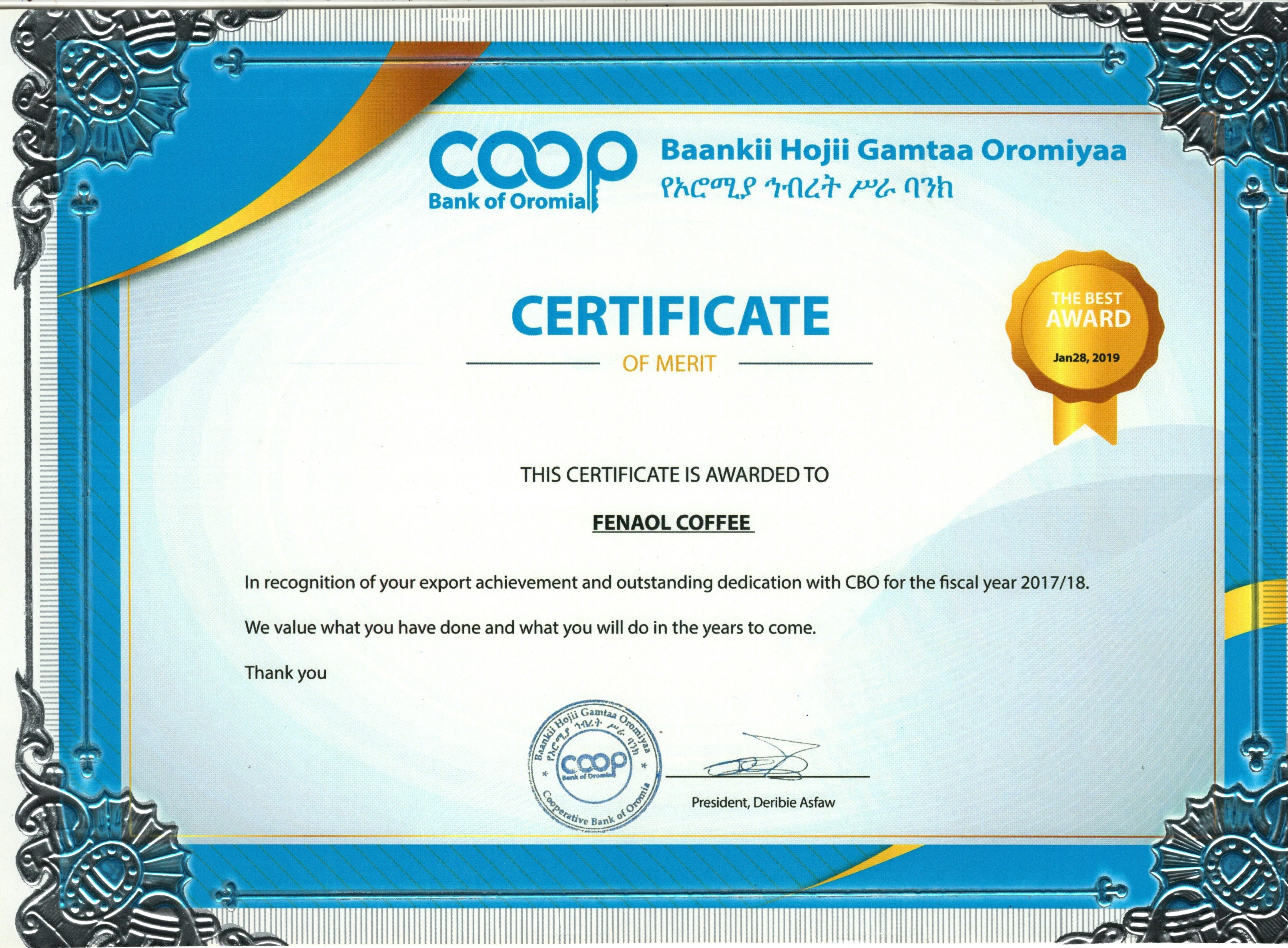 Cooperative Bank of Oromia Recognition